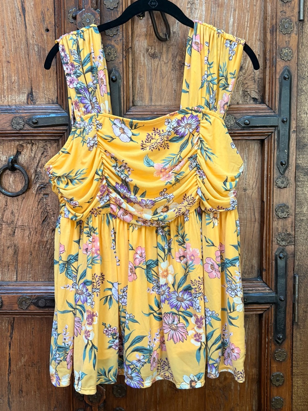 Torrid Yellow Floral Ruched Bust
Babydoll Top Cami - Size O (L)